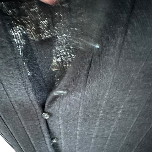 Black Cardigan Top Lightweight Button Down Cover Up Sheer Size L - Picture 2 of 9